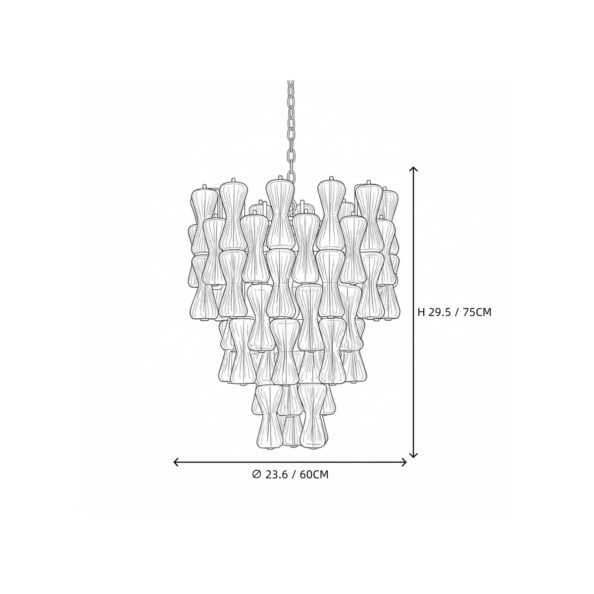 Sculptural Tiered Chandelier in clear murano glass for Dining Room by AUVIELIGHT