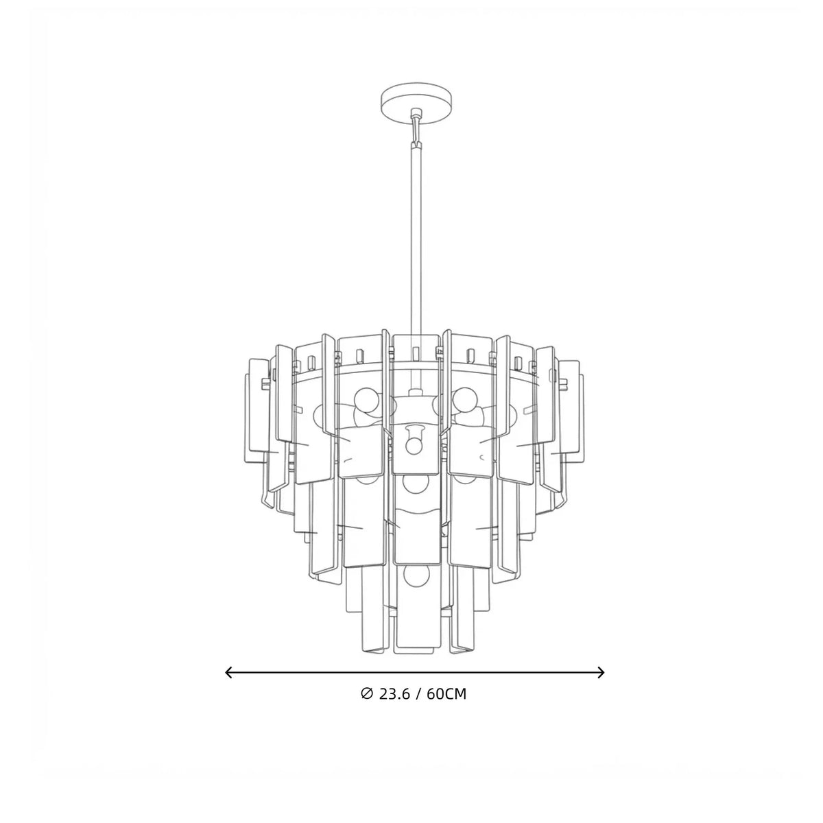Sculptural Tiered Chandelier in smoke amber cast glass for Dining Room by AUVIELIGHT