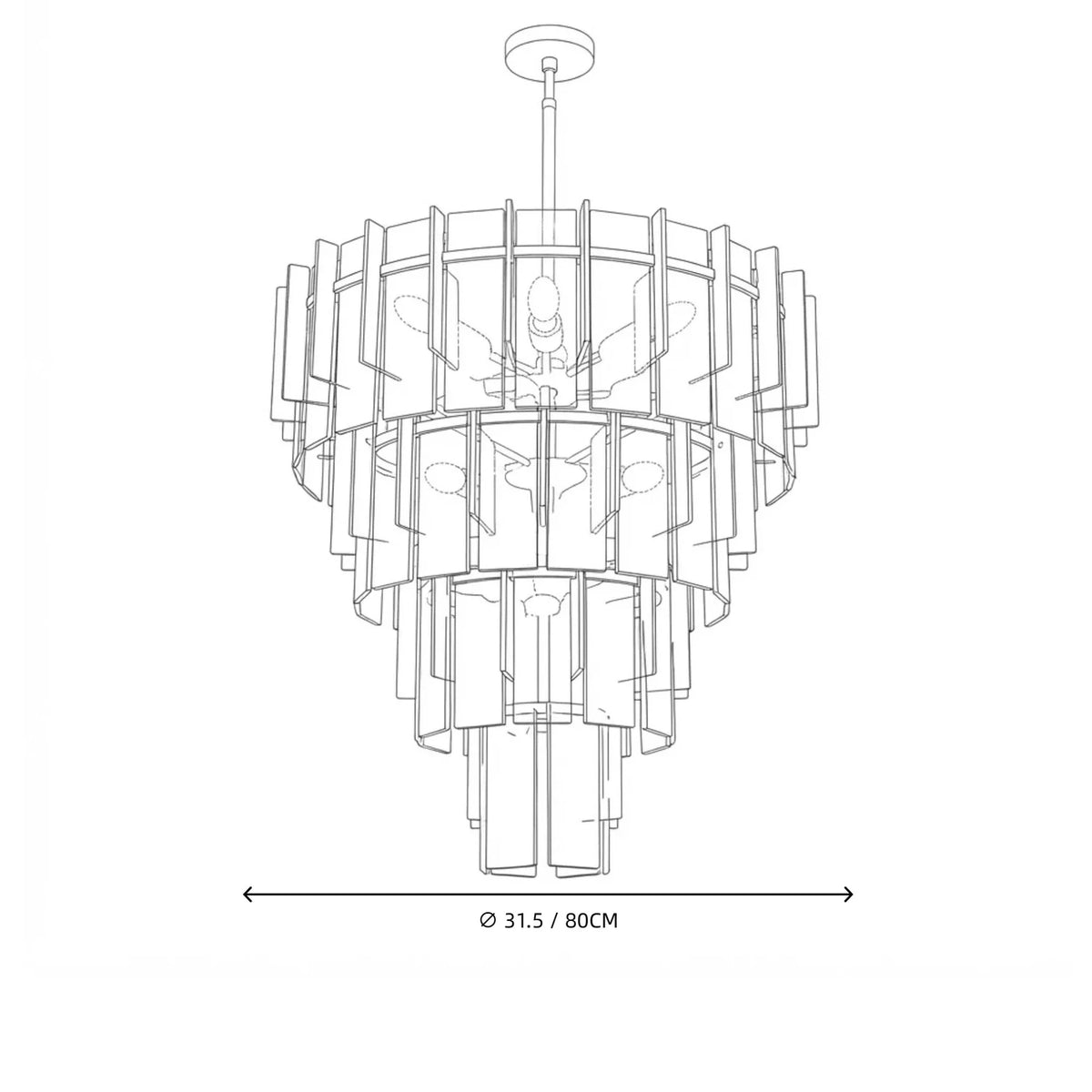 Sculptural Tiered Chandelier in smoke amber cast glass for Dining Room by AUVIELIGHT