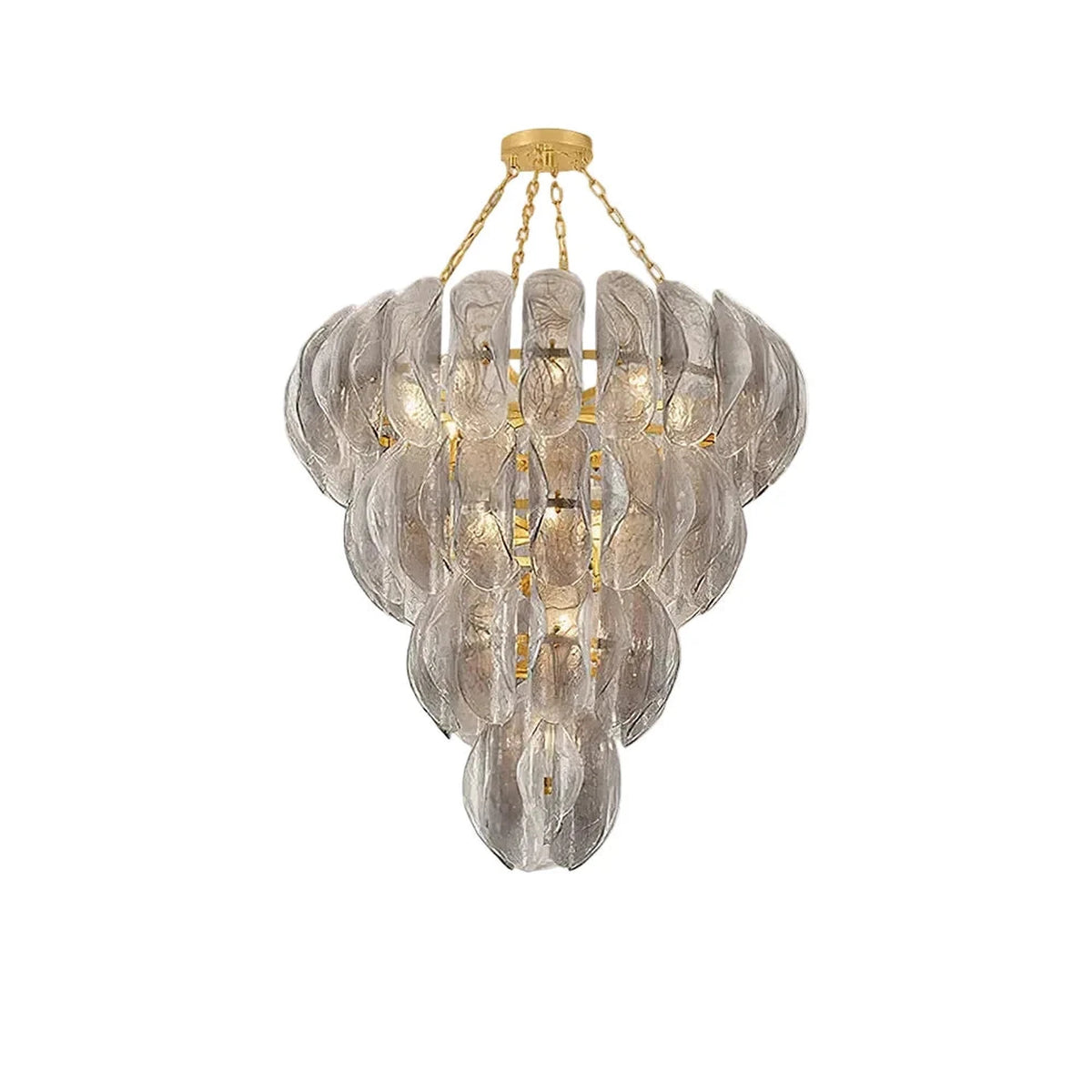 Sculptural Tiered Chandelier in smoke grey murano glass for Dining Room by AUVIELIGHT