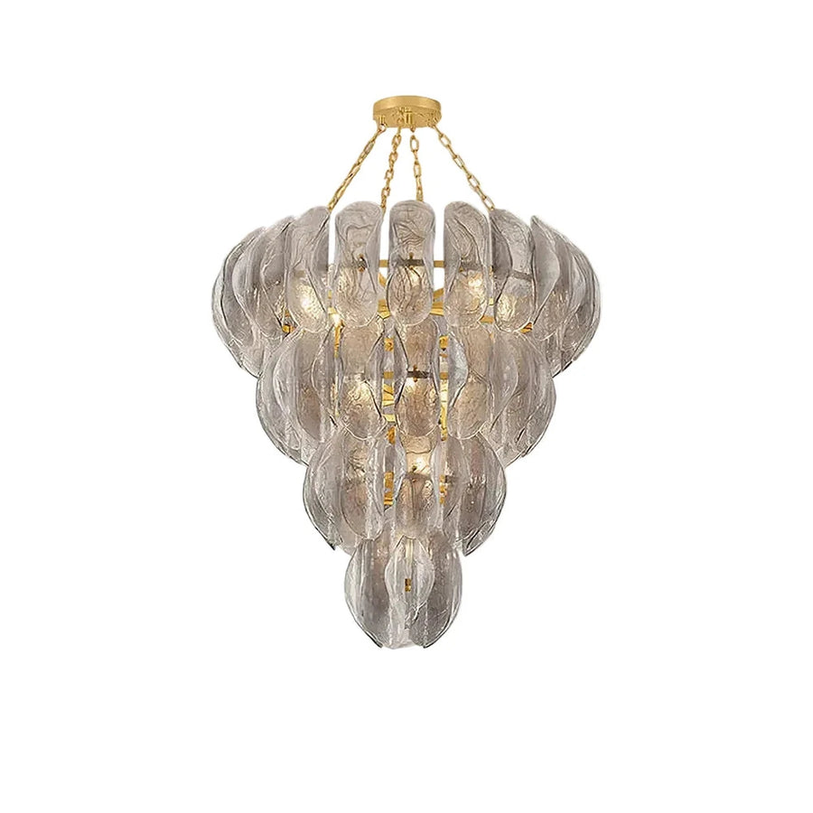 Sculptural Tiered Chandelier in smoke grey murano glass for Dining Room by AUVIELIGHT