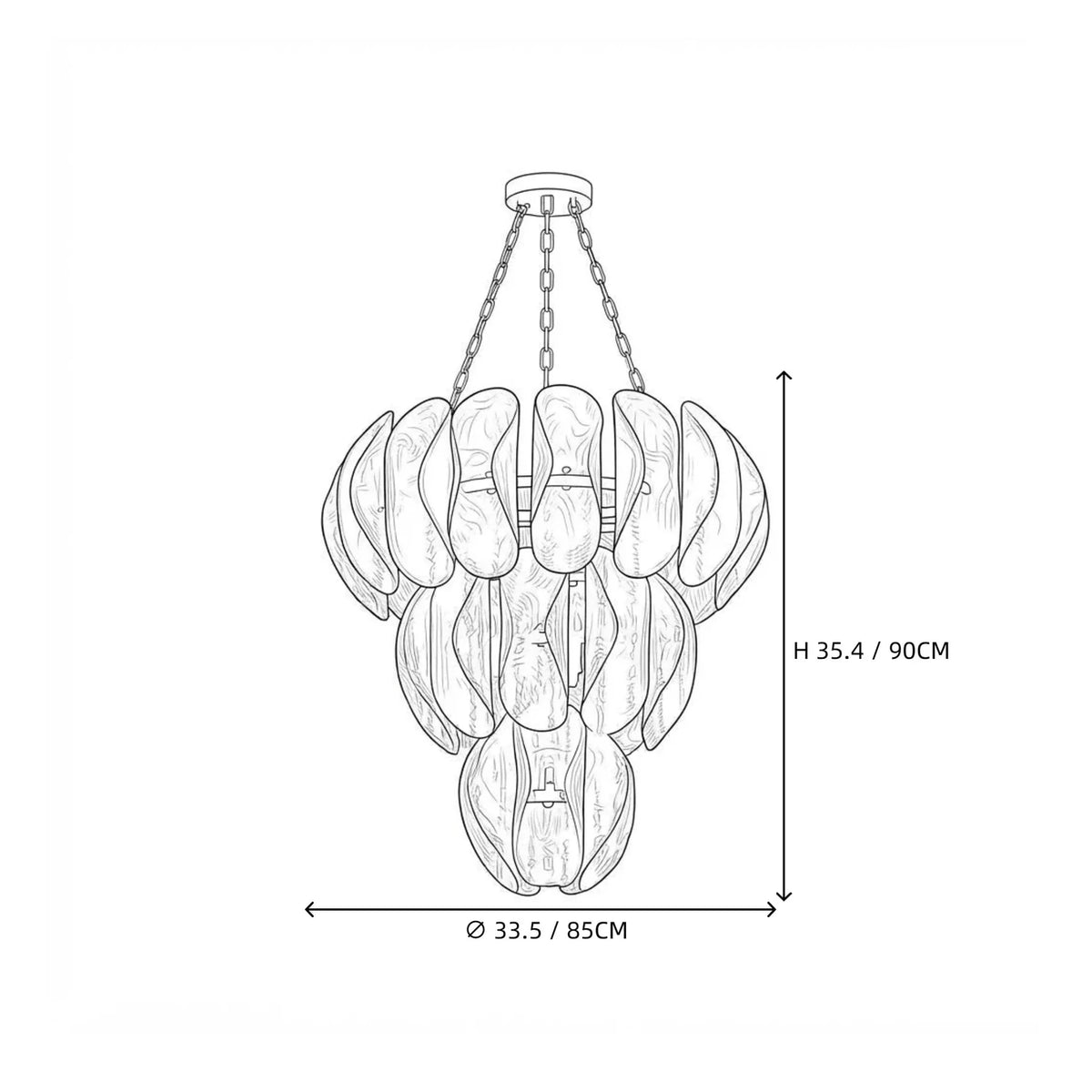 Sculptural Tiered Chandelier in smoke grey murano glass for Dining Room by AUVIELIGHT