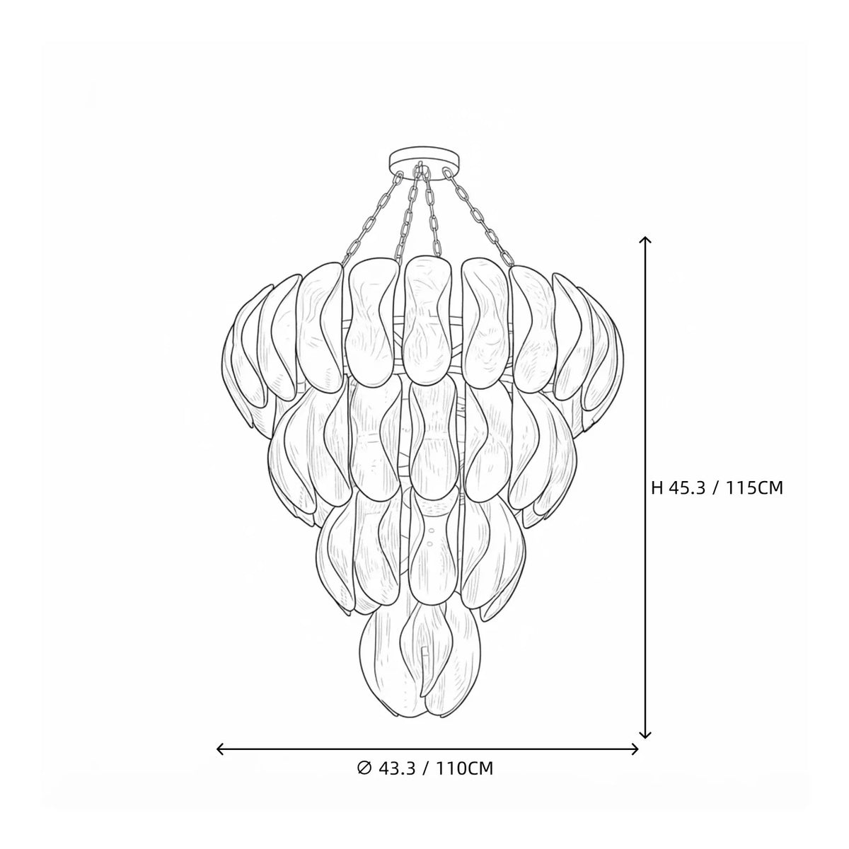 Sculptural Tiered Chandelier in smoke grey murano glass for Dining Room by AUVIELIGHT