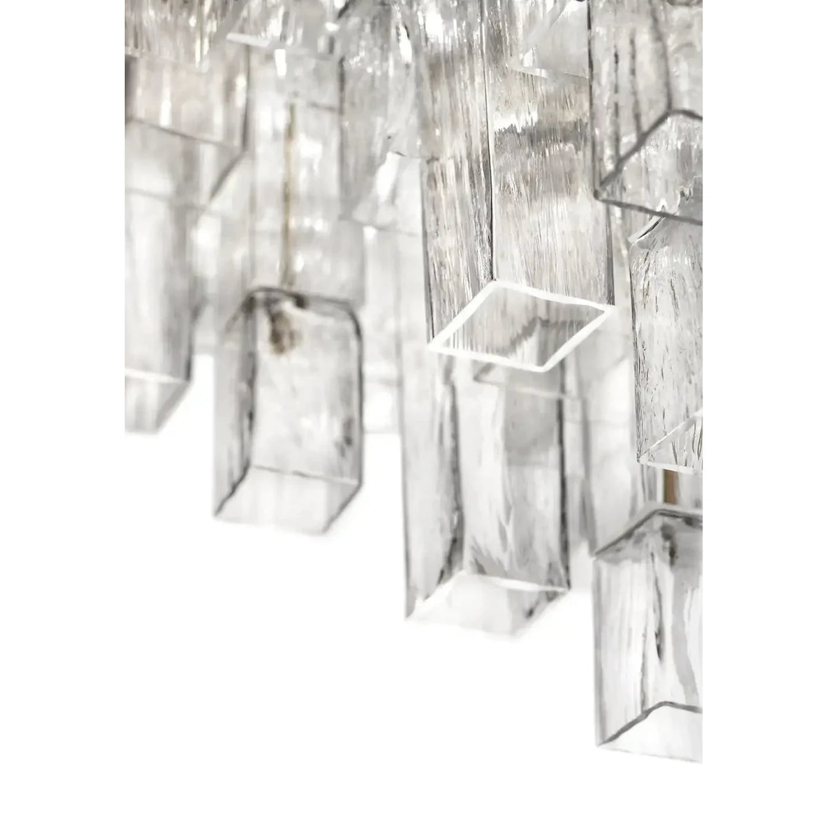 Sculptural Tiered Flush Mount in clear ice glass for Low Ceilings by AUVIELIGHT