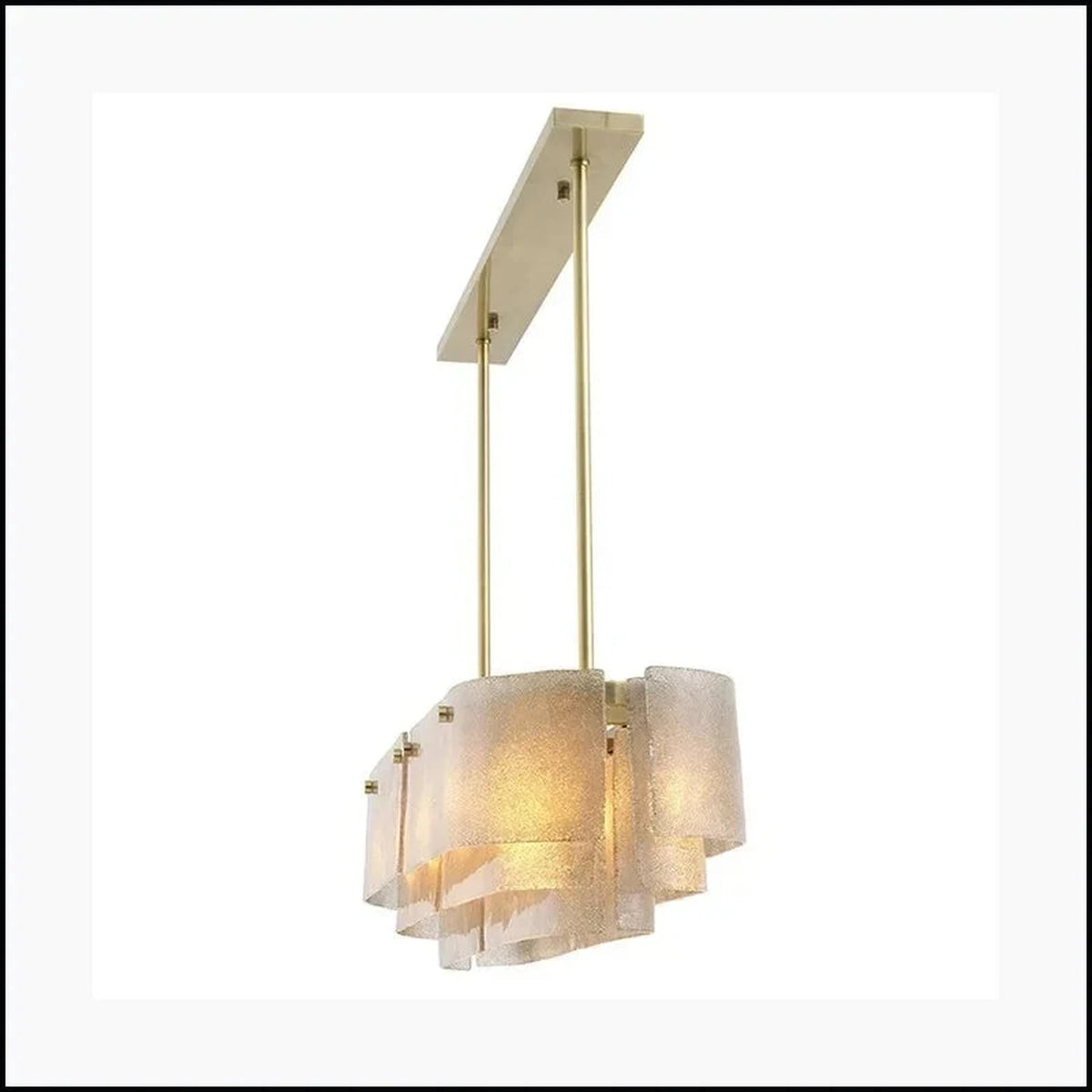 Sculptural Tiered Linear Chandelier in brushed brass for Dining Room by AUVIELIGHT