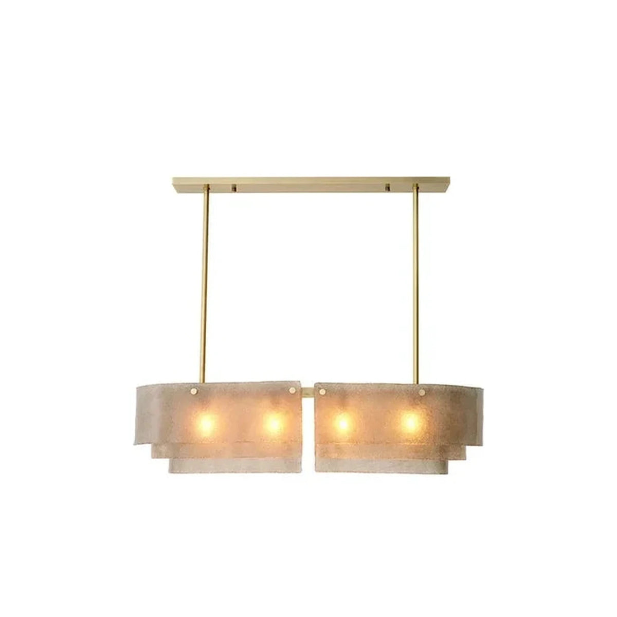 Sculptural Tiered Linear Chandelier in brushed brass for Dining Room by AUVIELIGHT