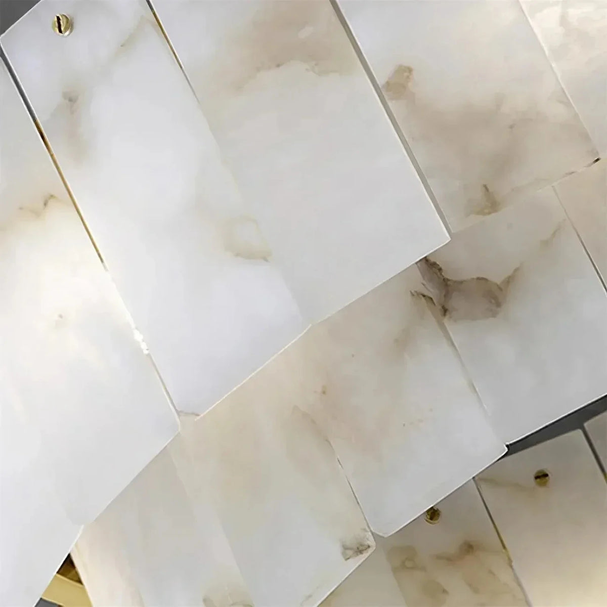 Sculptural Tiered Semi-Flush Mount in alabaster for Low Ceilings by AUVIELIGHT