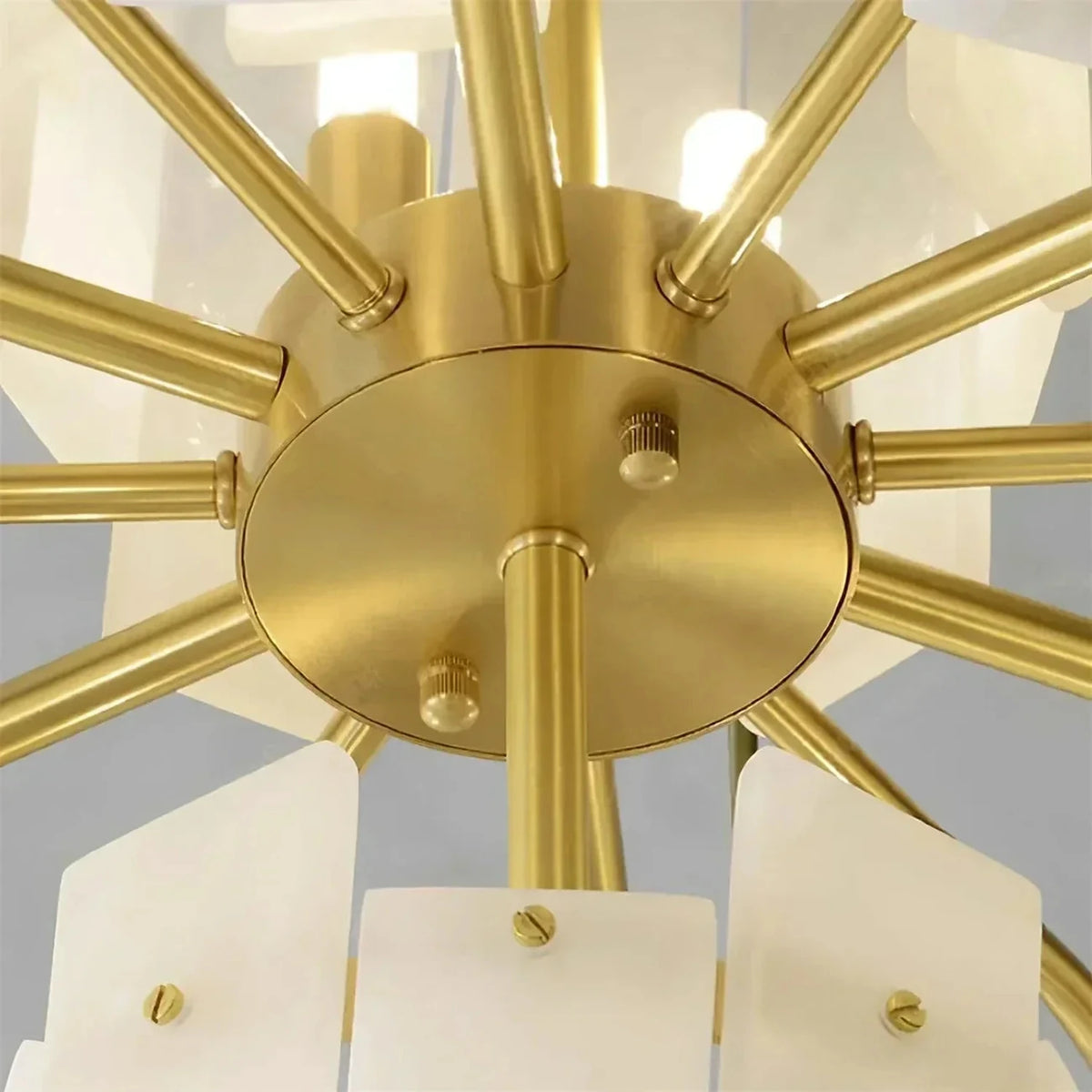 Sculptural Tiered Semi-Flush Mount in alabaster for Low Ceilings by AUVIELIGHT