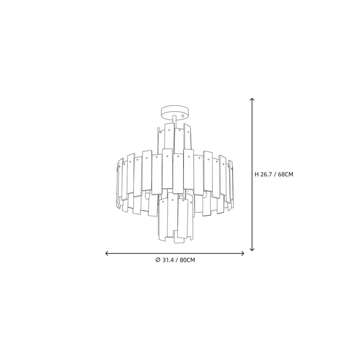 Sculptural Tiered Semi-Flush Mount in alabaster for Low Ceilings by AUVIELIGHT