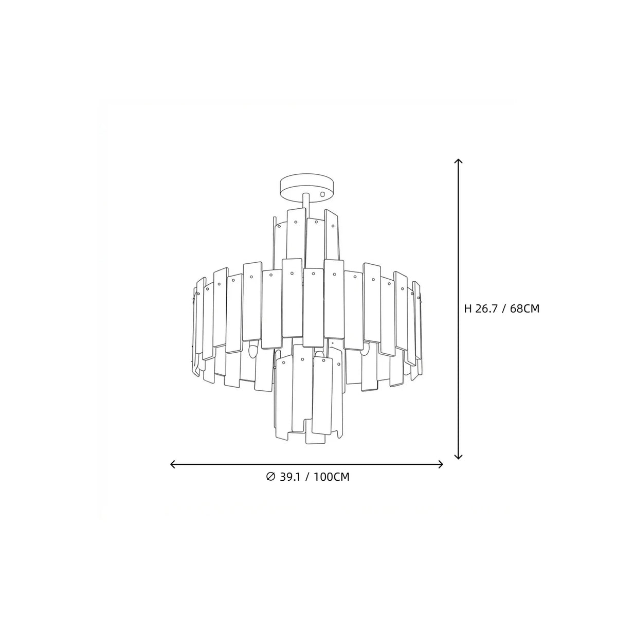 Sculptural Tiered Semi-Flush Mount in alabaster for Low Ceilings by AUVIELIGHT