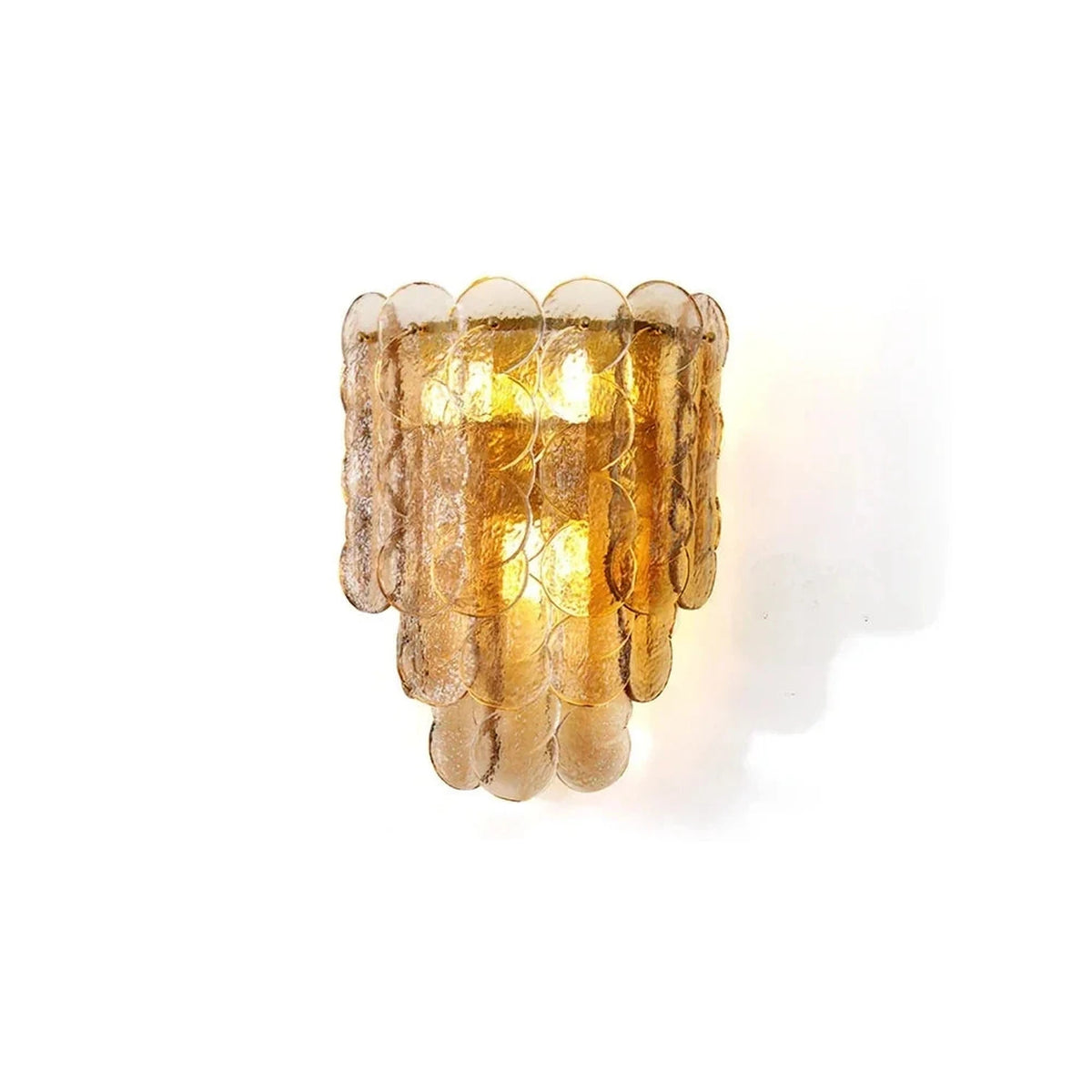 Sculptural Tiered Wall Sconce in amber textured glass for Hallway by AUVIELIGHT