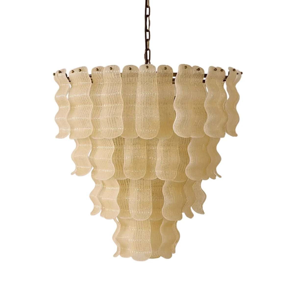 Sculptural Wavy Tiered Chandelier in cream glass for Dining Room by AUVIELIGHT