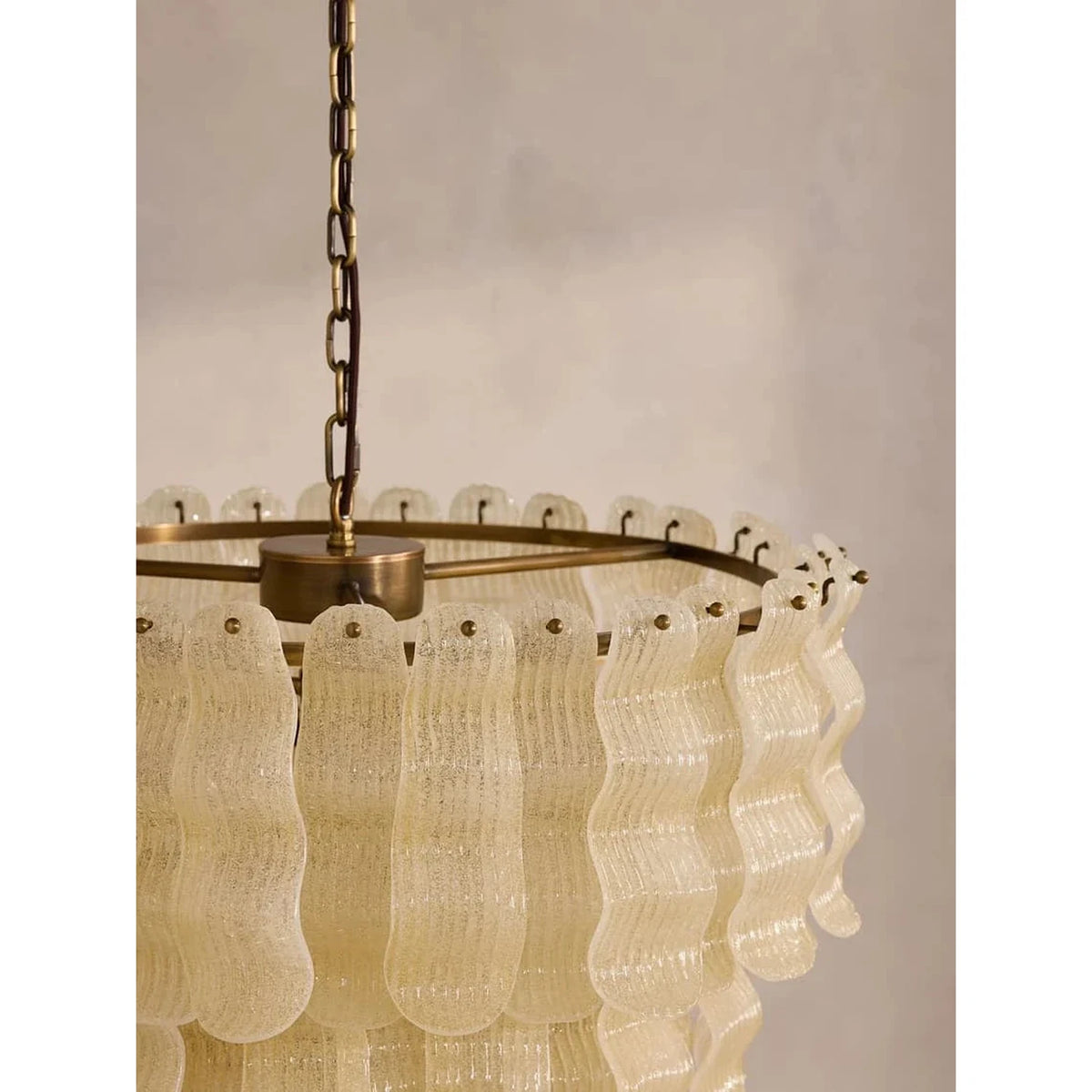 Sculptural Wavy Tiered Chandelier in cream glass for Dining Room by AUVIELIGHT
