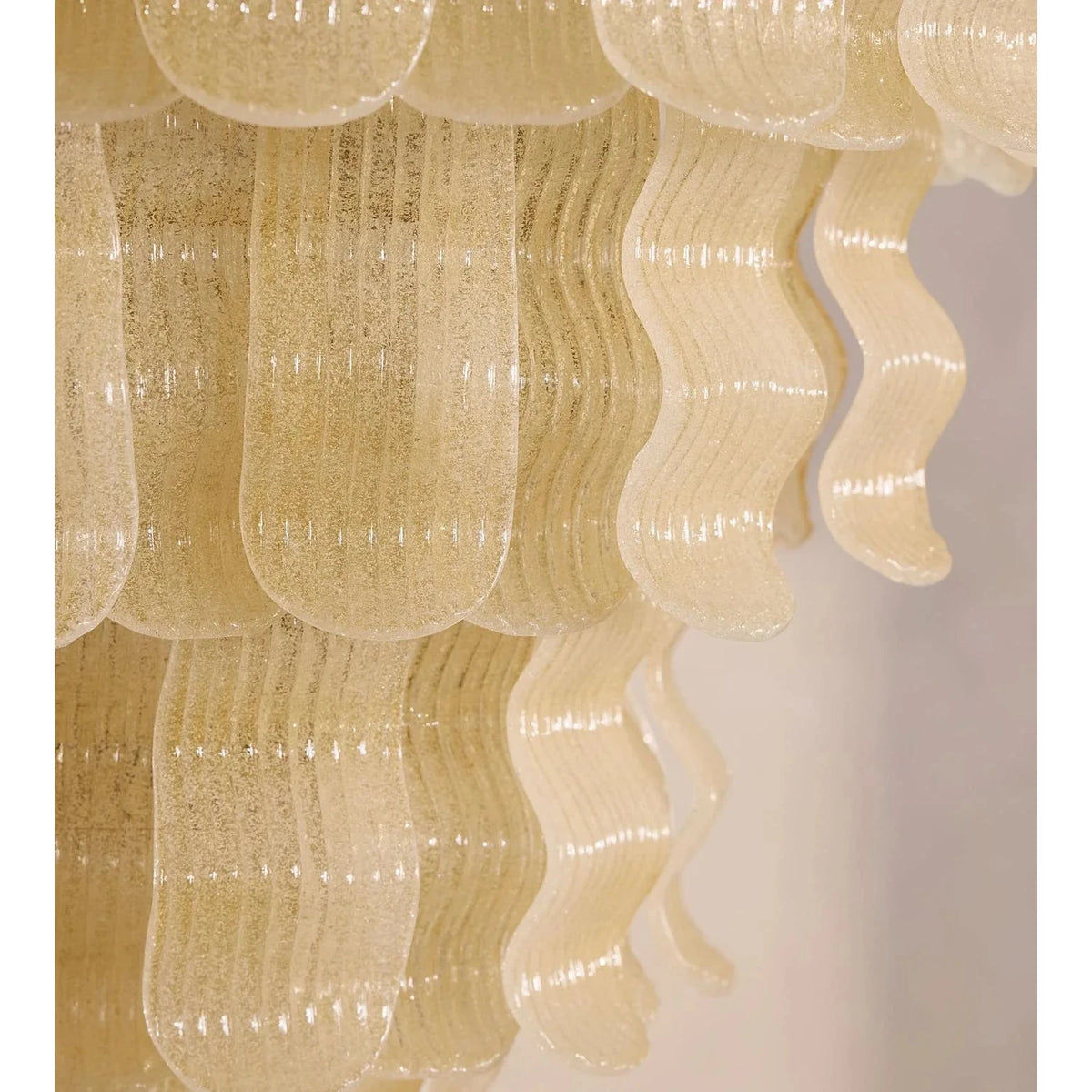 Sculptural Wavy Tiered Chandelier in cream glass for Dining Room by AUVIELIGHT