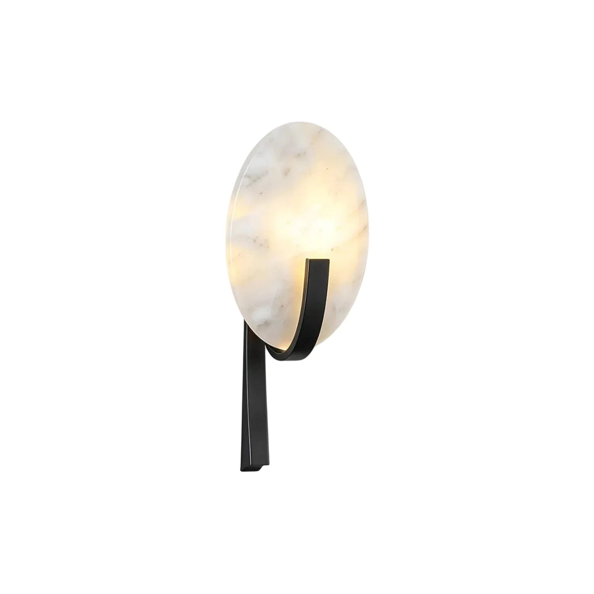 Selene Alabaster Disc Wall Sconce light fixture by AUVIELIGHT, ∅ 7.9″ x H 19.7″ / Black & White