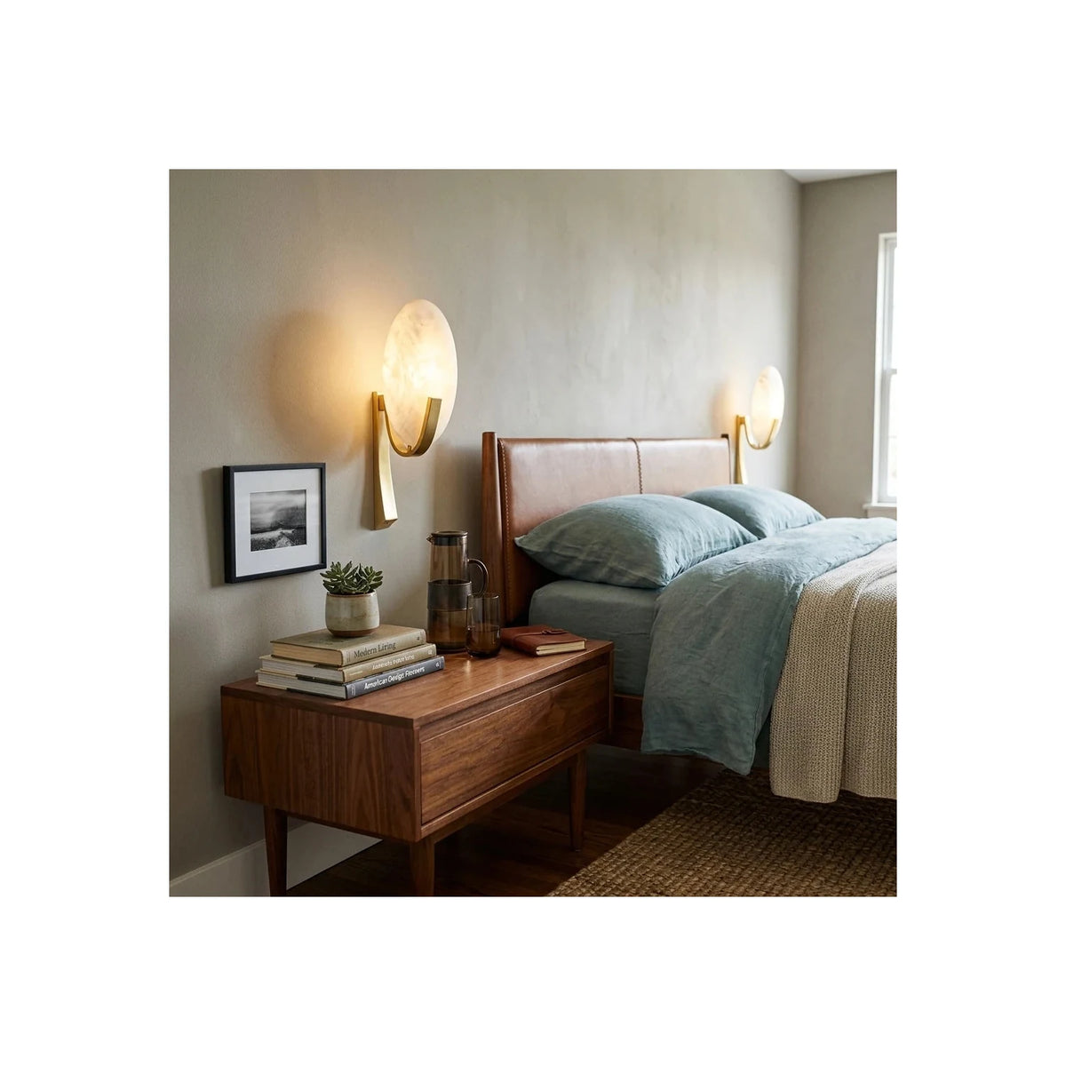 Selene Alabaster Disc Wall Sconce light fixture by AUVIELIGHT