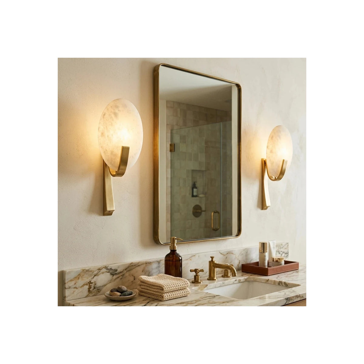 Selene Alabaster Disc Wall Sconce light fixture by AUVIELIGHT