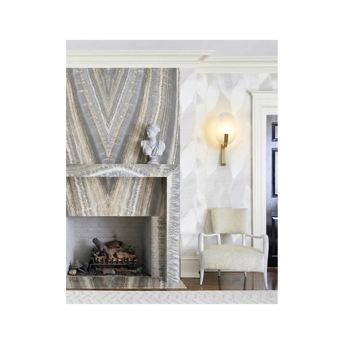 Selene Alabaster Disc Wall Sconce light fixture by AUVIELIGHT