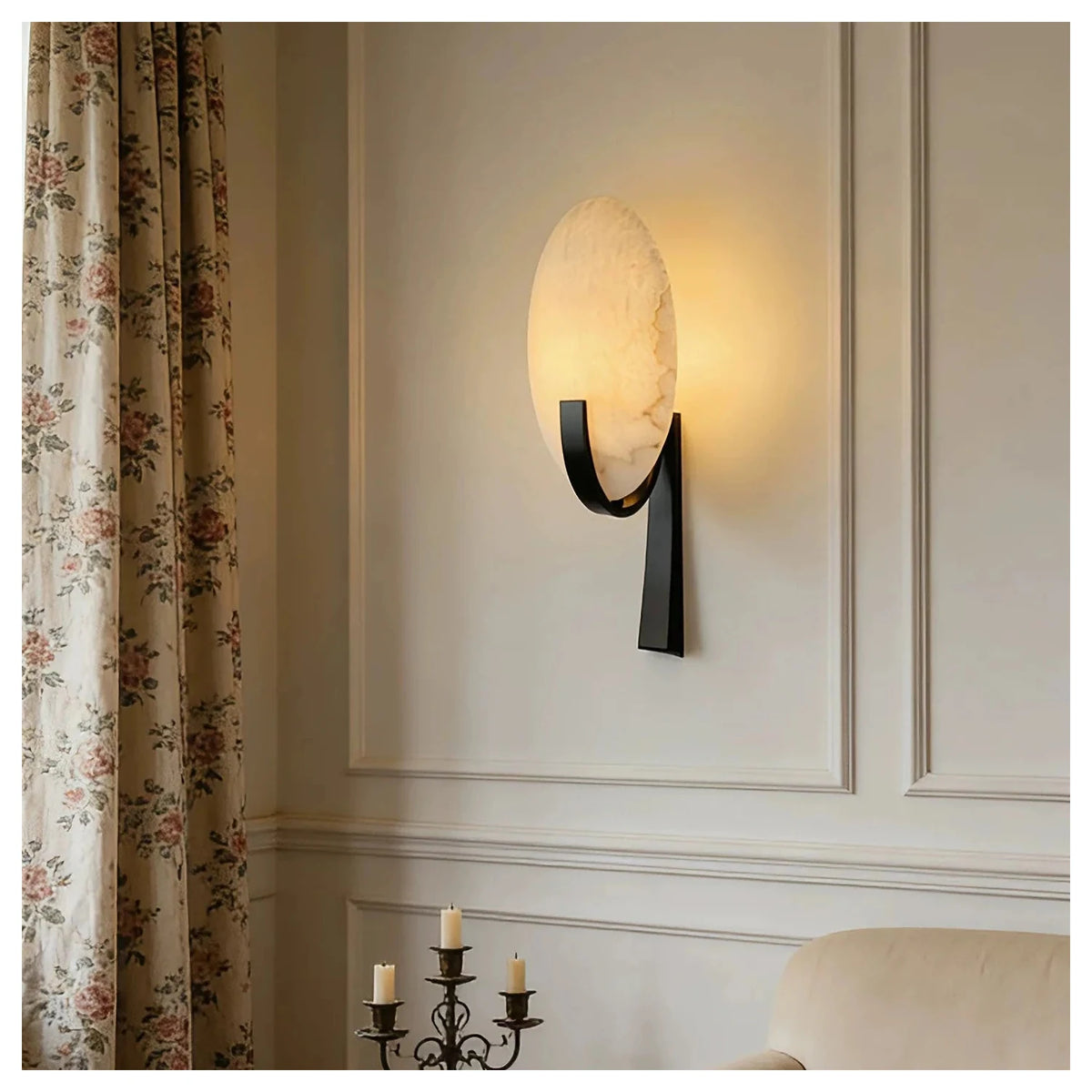 Selene Alabaster Disc Wall Sconce light fixture by AUVIELIGHT