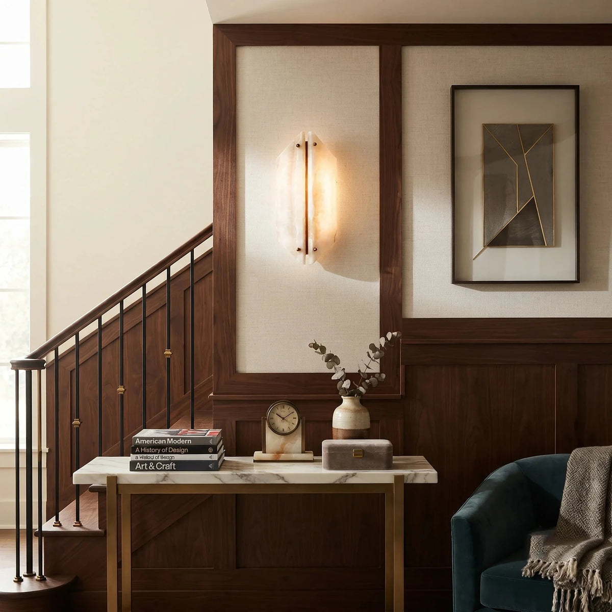 Slab Curved Light in alabaster for Living Room by AUVIELIGHT