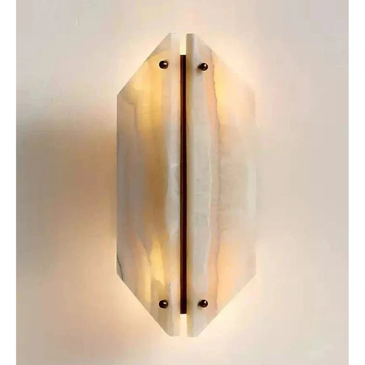 Slab Curved Light in alabaster for Living Room by AUVIELIGHT, ∅ 5.9" x H 13.8" / White Jade & White / Warm Light