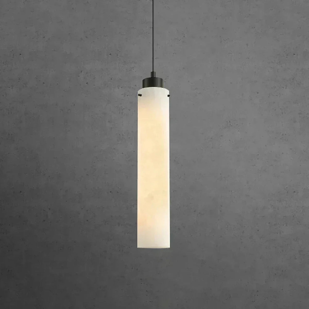 Slim Column Pendant Light in alabaster for Kitchen Island by AUVIELIGHT, Dia 7cm x H 30cm / ∅ 2.8″ x H 11.8″ / White and 2 other sizes
