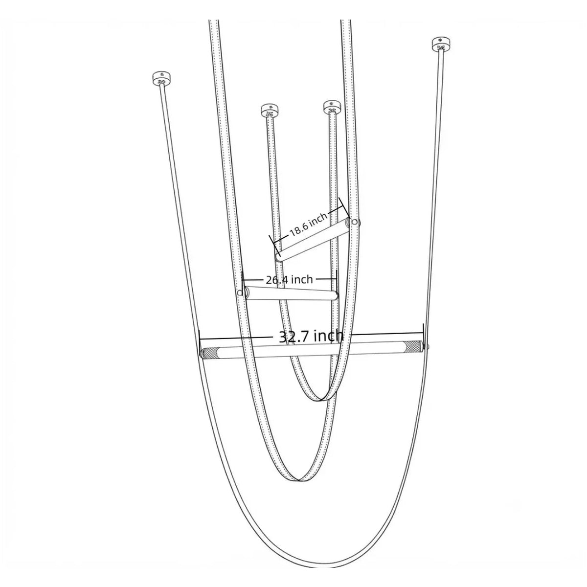 Sling Linear Pendant Light for Kitchen Island by AUVIELIGHT, 3 strip ∅ 114.2″ x 126″ x 137.8" / brown / Warm Light and 11 other sizes