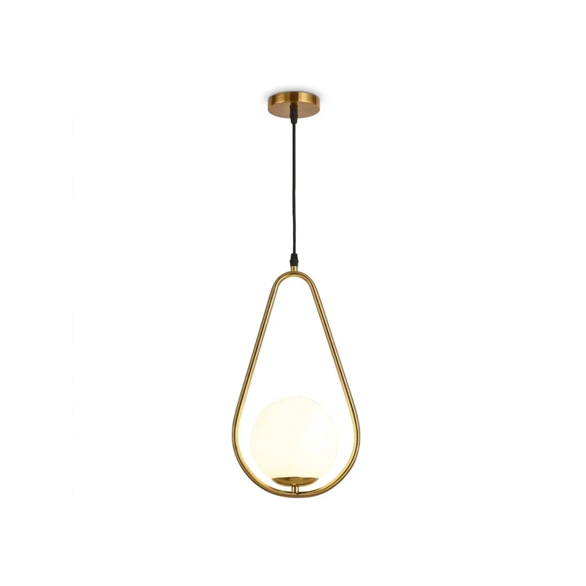 SolPear Brushed Gold Glass Drop Light by AUVIELIGHT, ∅ 8.3″ x H 15.4″ （Alabaster globe 4.7) / Brass & White and 1 other sizes