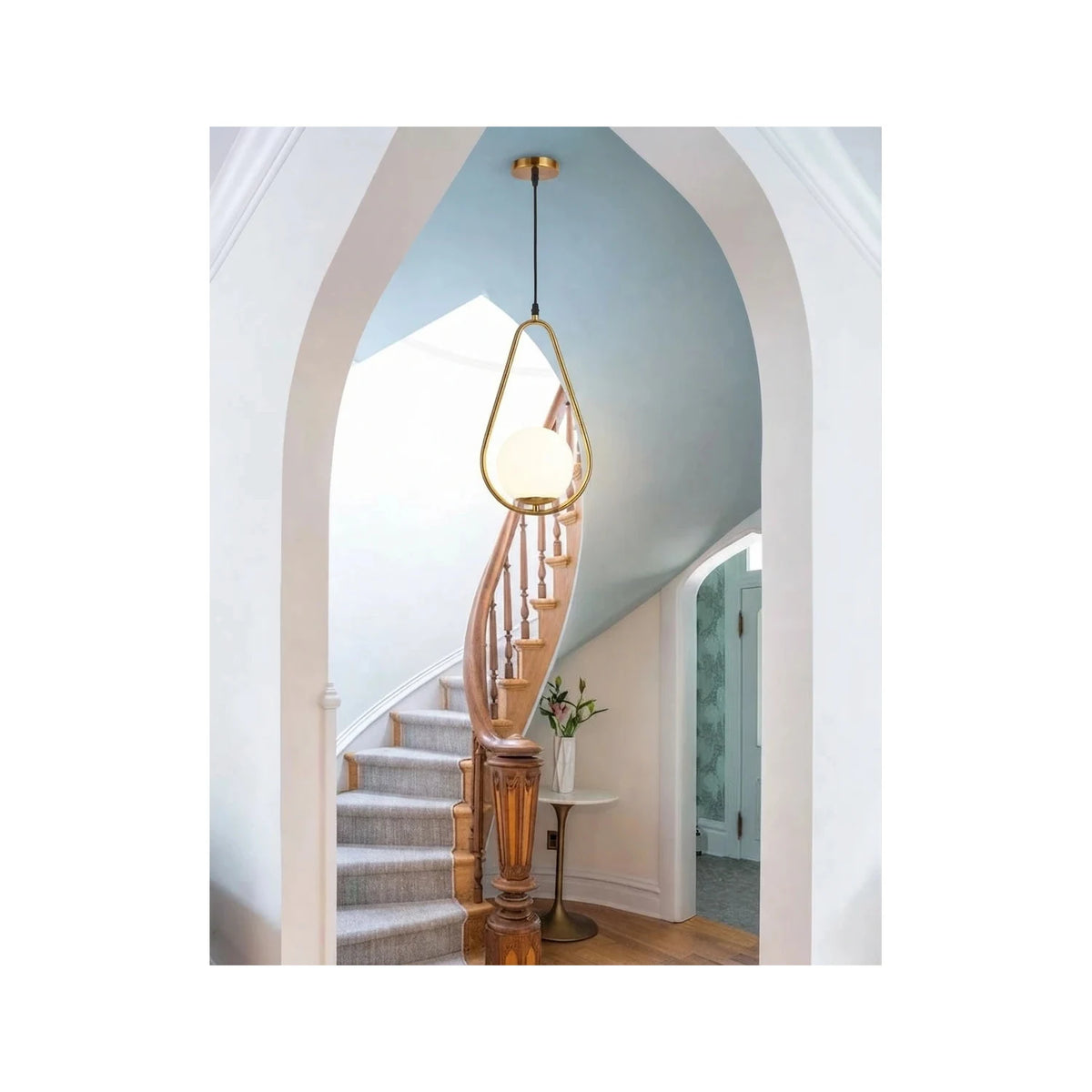 SolPear Brushed Gold Glass Drop Light by AUVIELIGHT