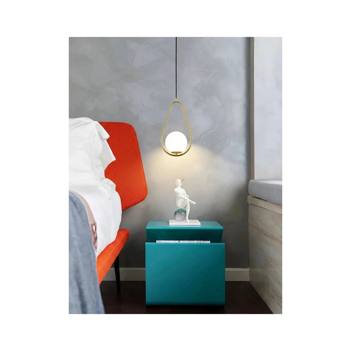 SolPear Brushed Gold Glass Drop Light by AUVIELIGHT
