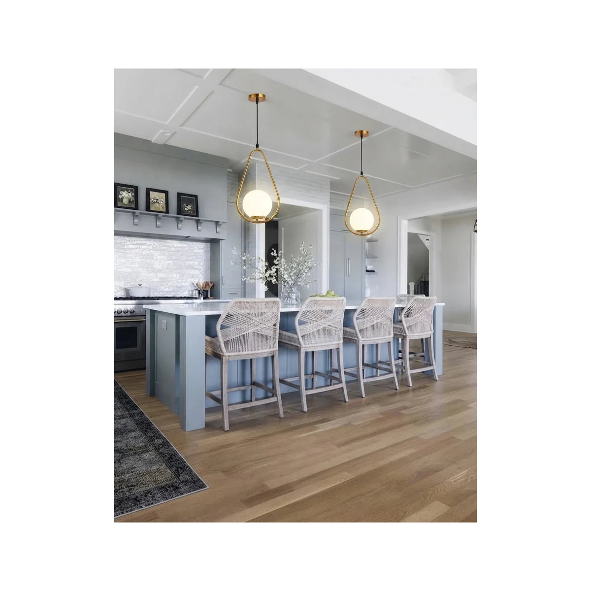 SolPear Brushed Gold Glass Drop Light by AUVIELIGHT