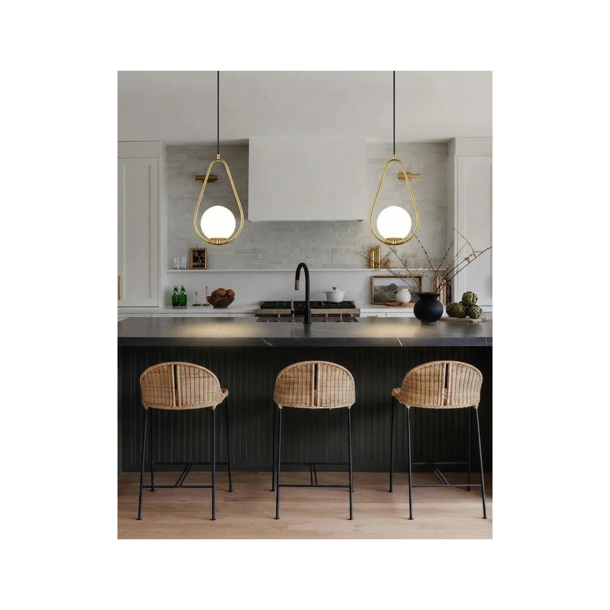 SolPear Brushed Gold Glass Drop Light by AUVIELIGHT