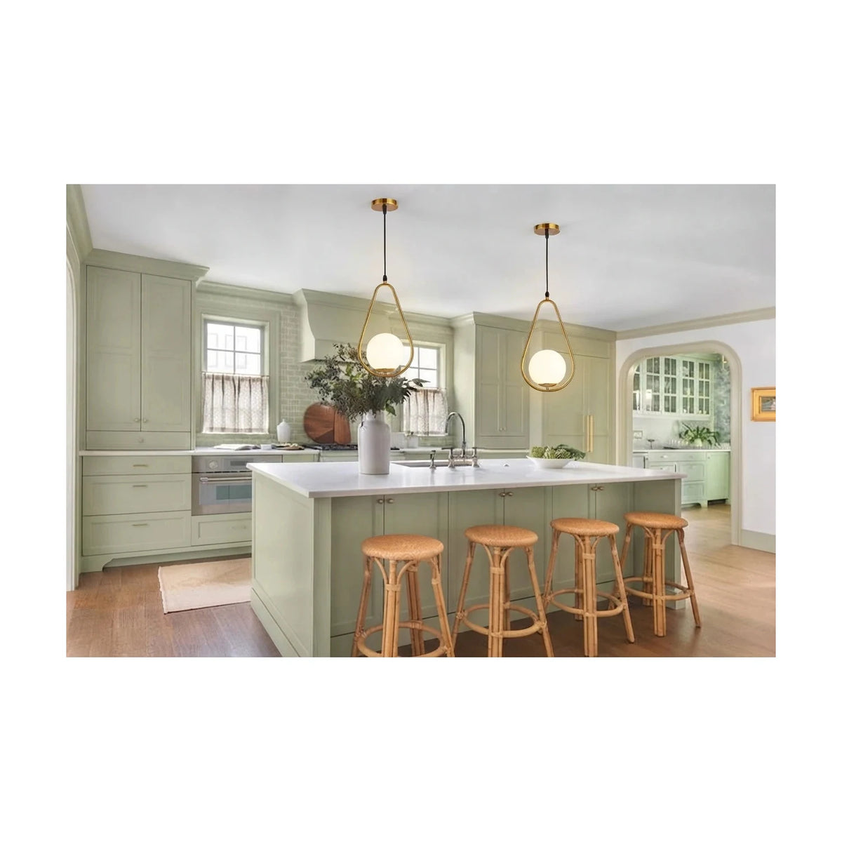 SolPear Brushed Gold Glass Drop Light by AUVIELIGHT