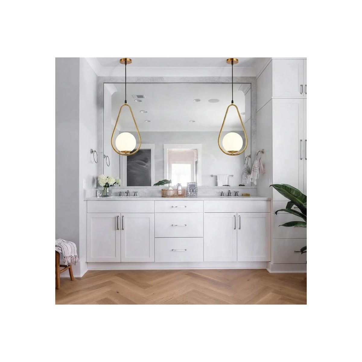 SolPear Brushed Gold Glass Drop Light by AUVIELIGHT
