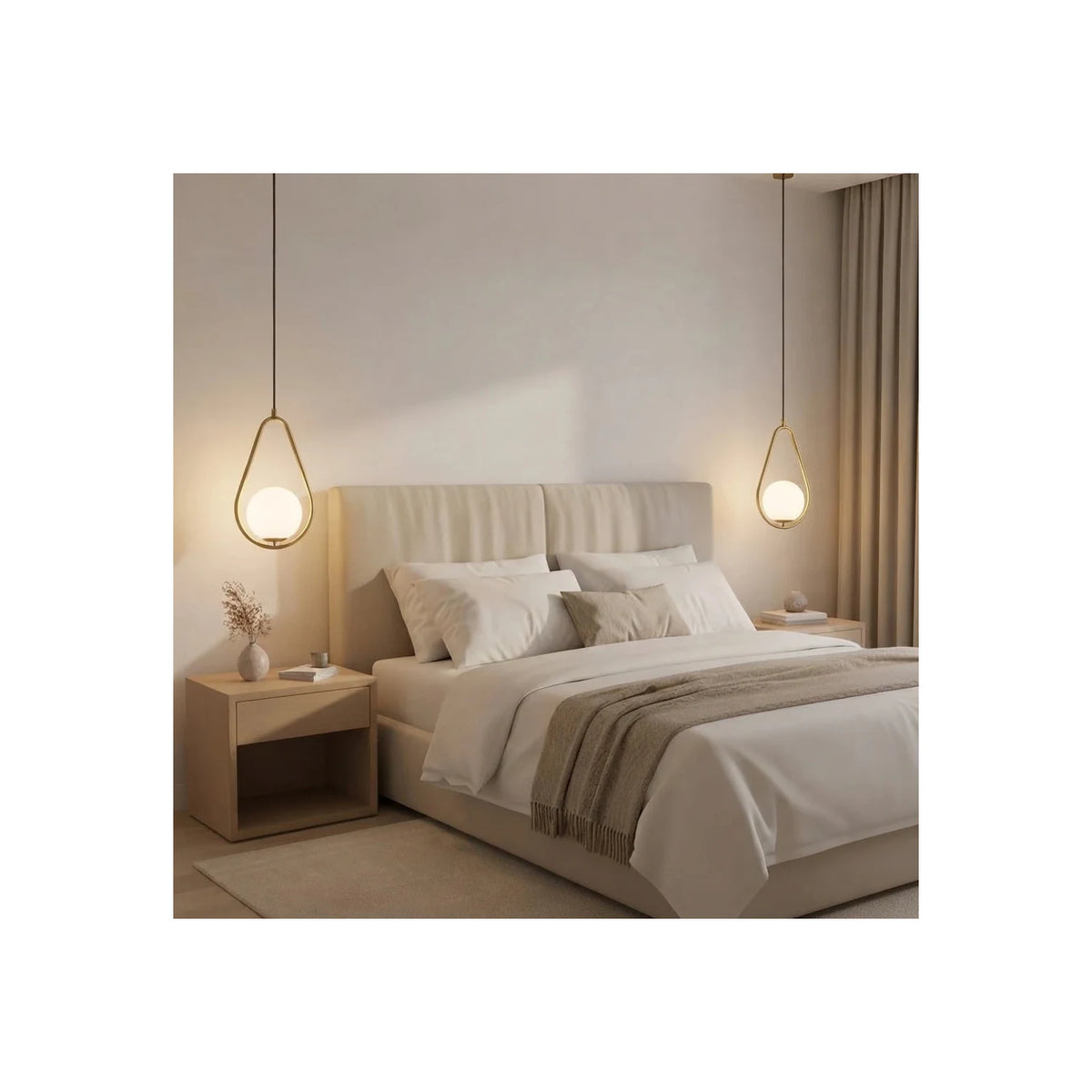 SolPear Brushed Gold Glass Drop Light by AUVIELIGHT