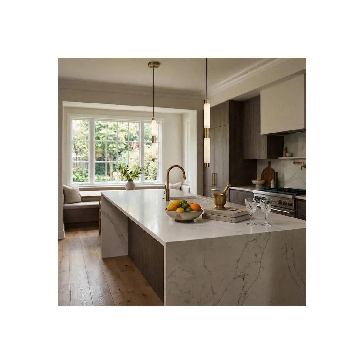 Solum Veined Alabaster Tube Light by AUVIELIGHT