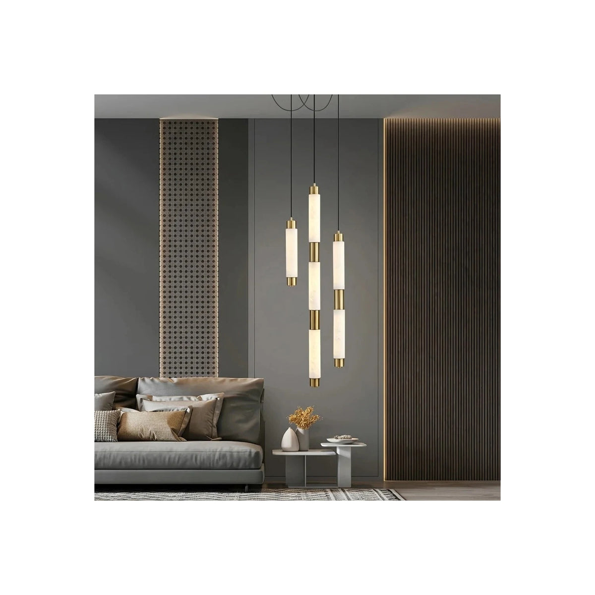 Solum Veined Alabaster Tube Light by AUVIELIGHT