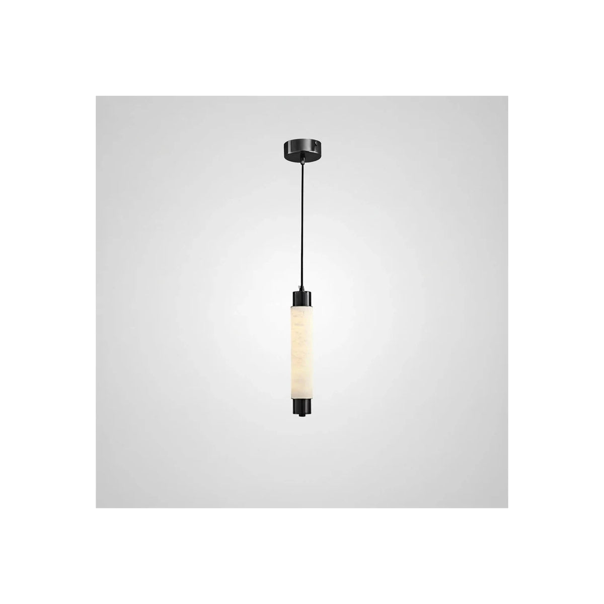 Solum Veined Alabaster Tube Light by AUVIELIGHT, ∅ 2.4″ x H 13.8″ / Black & White