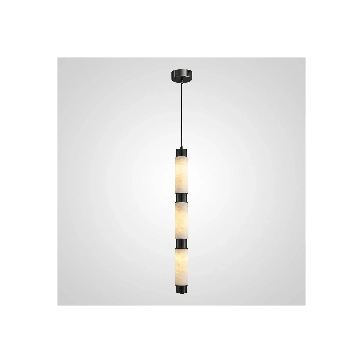 Solum Veined Alabaster Tube Light by AUVIELIGHT, ∅ 2.4″ x H 41.4″ / Black & White