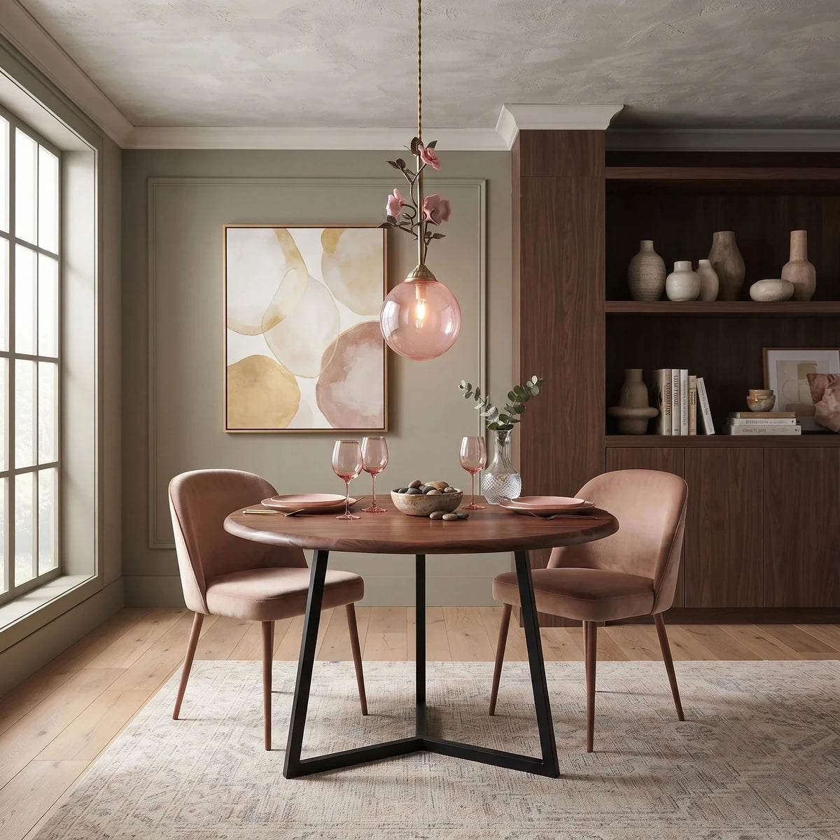 Sphere Pendant Light in rattan for Kitchen Island by AUVIELIGHT