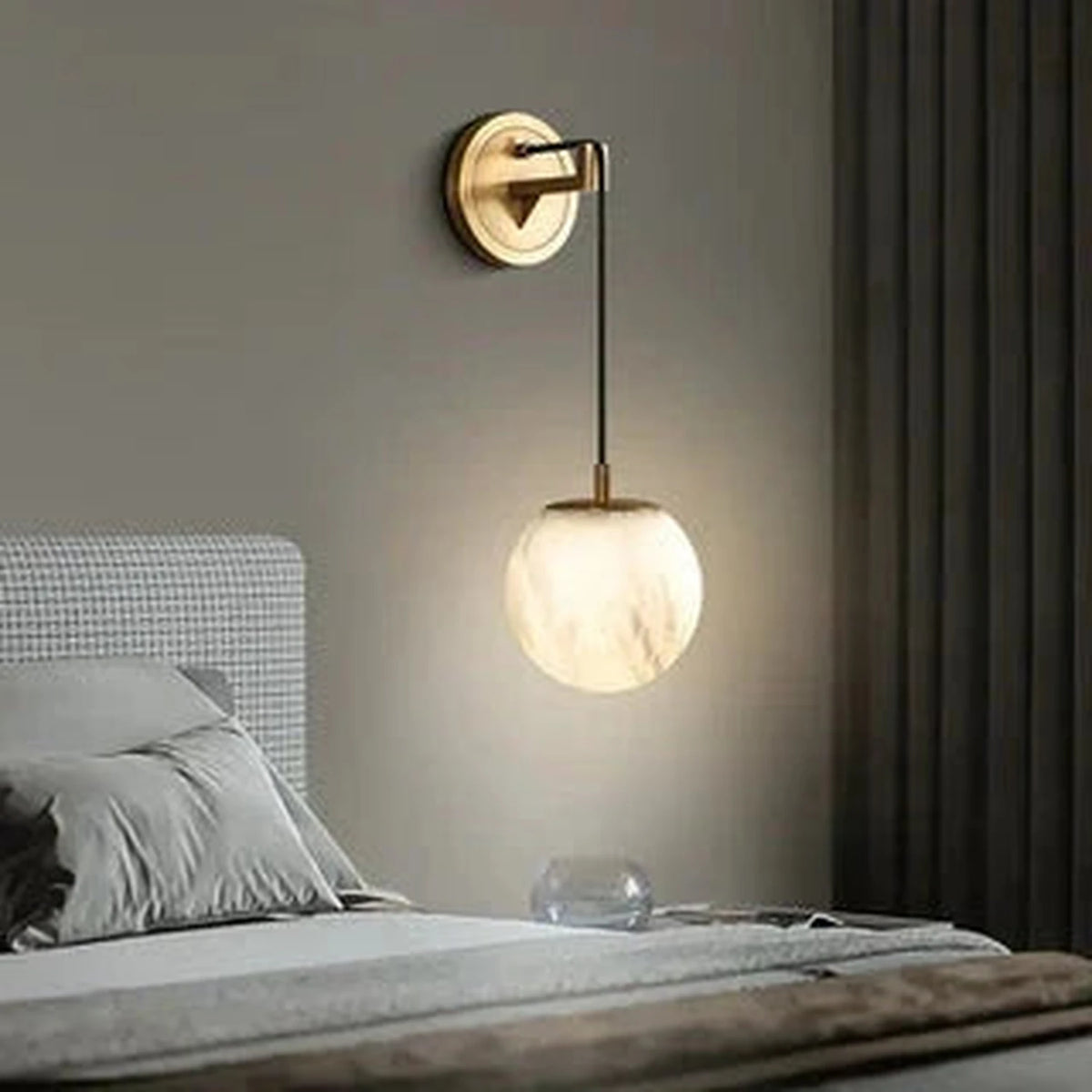 Sphere Wall Sconce in alabaster for Hallway light fixture by AUVIELIGHT