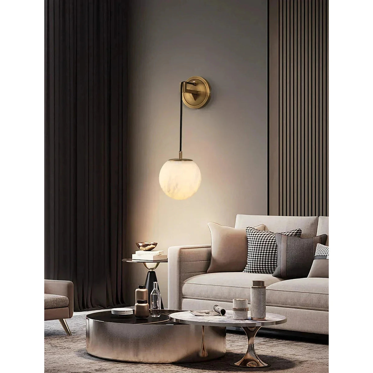 Sphere Wall Sconce in alabaster for Hallway light fixture by AUVIELIGHT