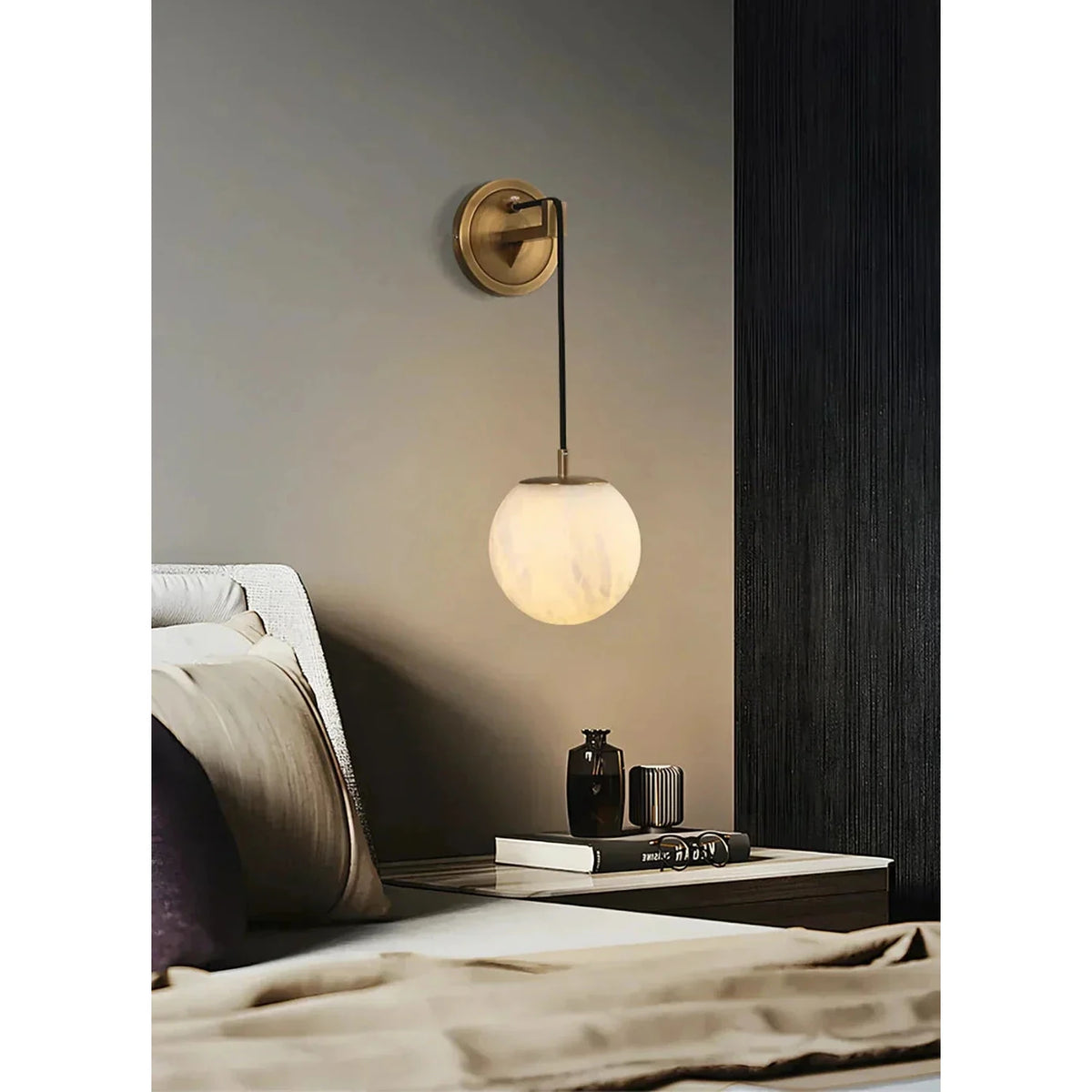Sphere Wall Sconce in alabaster for Hallway light fixture by AUVIELIGHT