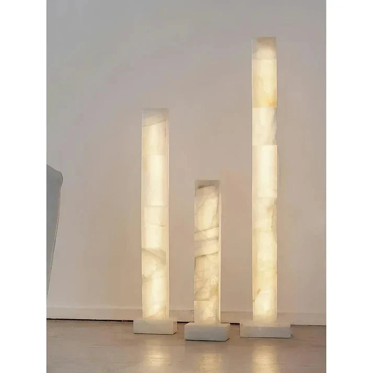 Square Column Floor Lamp in alabaster for Living Room light fixture by AUVIELIGHT