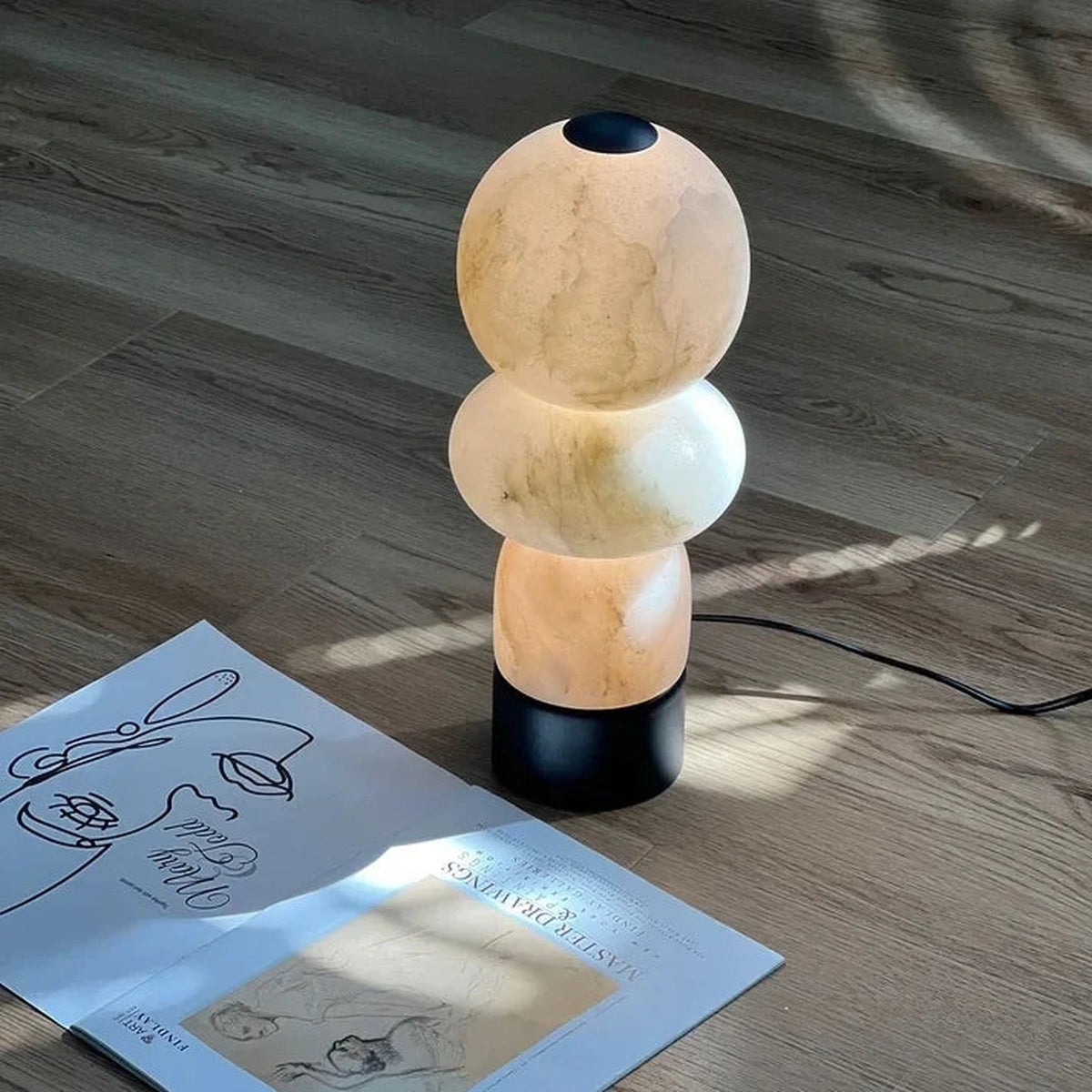Stacked Table Lamp in alabaster for Living Room by AUVIELIGHT