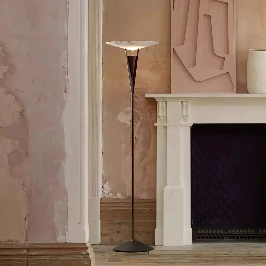 Standing Disc Floor Lamp in alabaster for Living Room light fixture by AUVIELIGHT