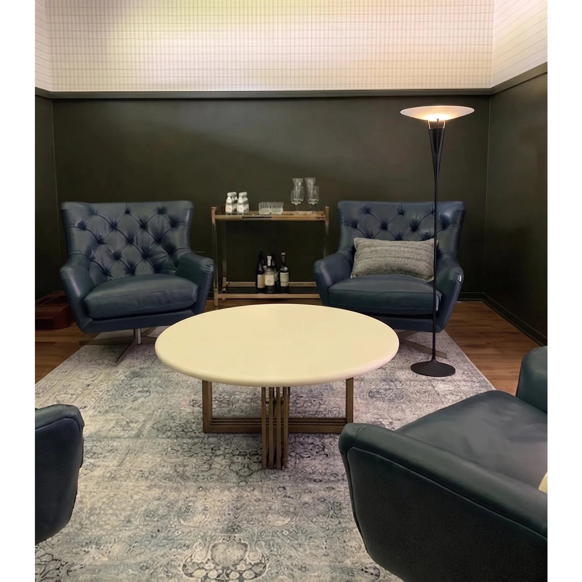 Standing Disc Floor Lamp in alabaster for Living Room light fixture by AUVIELIGHT