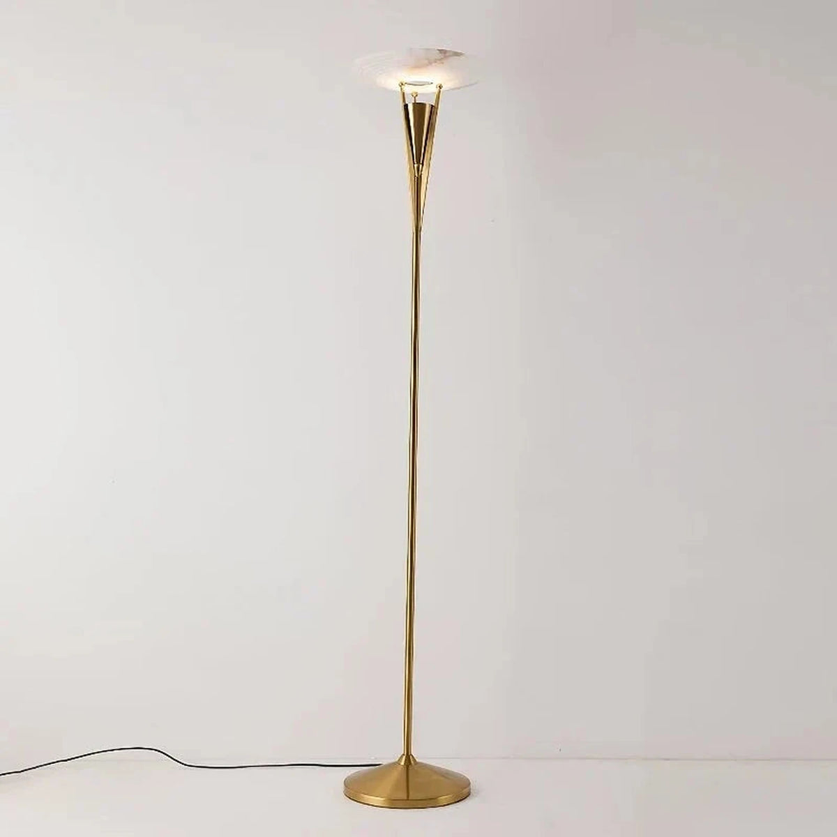 Standing Disc Floor Lamp in alabaster for Living Room light fixture by AUVIELIGHT, ∅ 13.8" x H 66.9" & Warm Light / Copper / AU Plug and 3 other