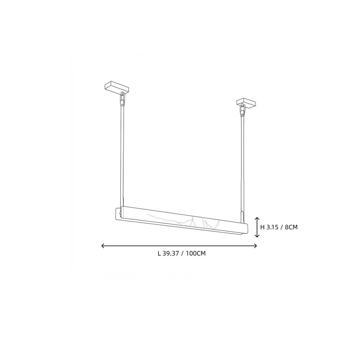 Strap Linear Pendant Light in alabaster for Kitchen Island by AUVIELIGHT