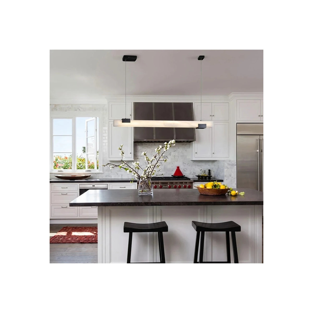 Strata Linear Alabaster Pendant Light by AUVIELIGHT